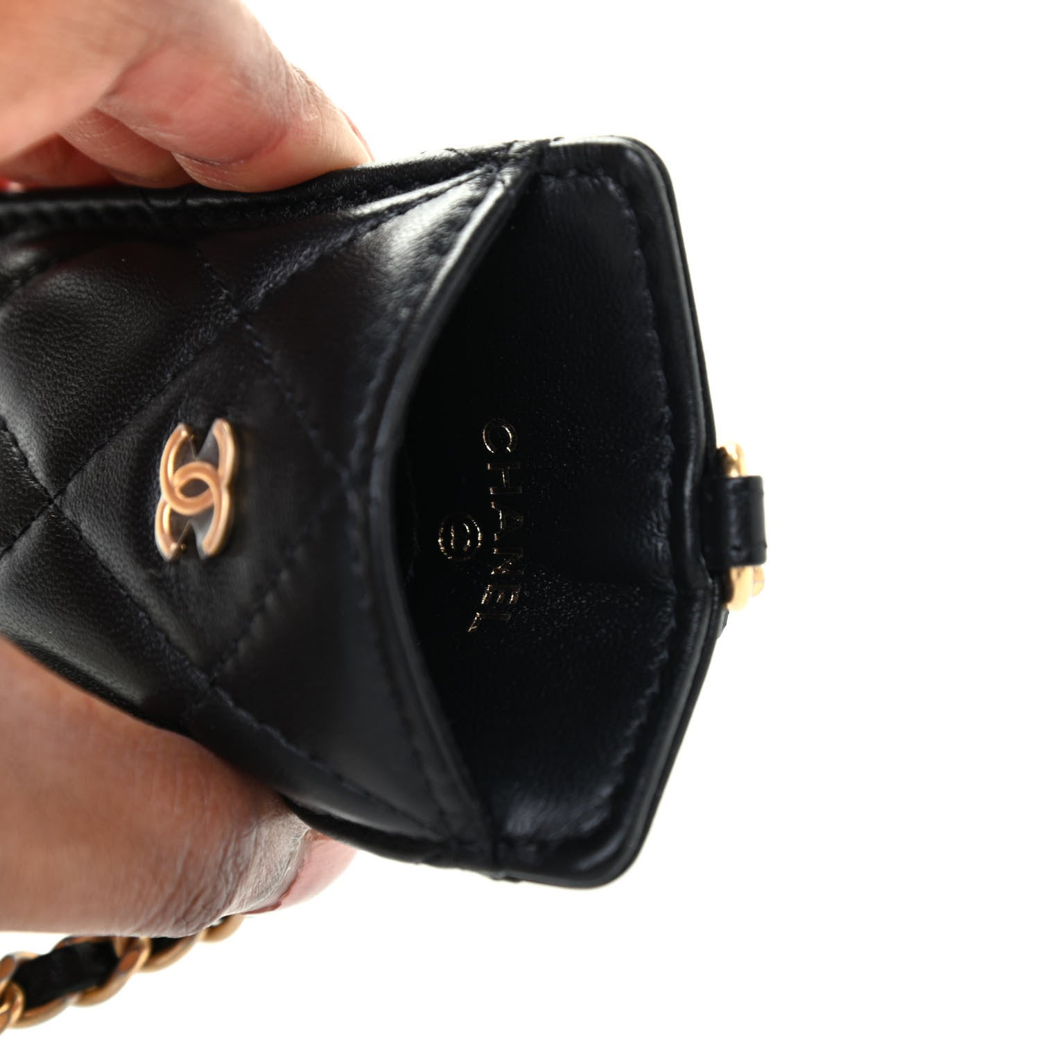 Chanel Pearl Lambskin Pearl Crown CC Wristlet Multi Pouches Black 8 of 9