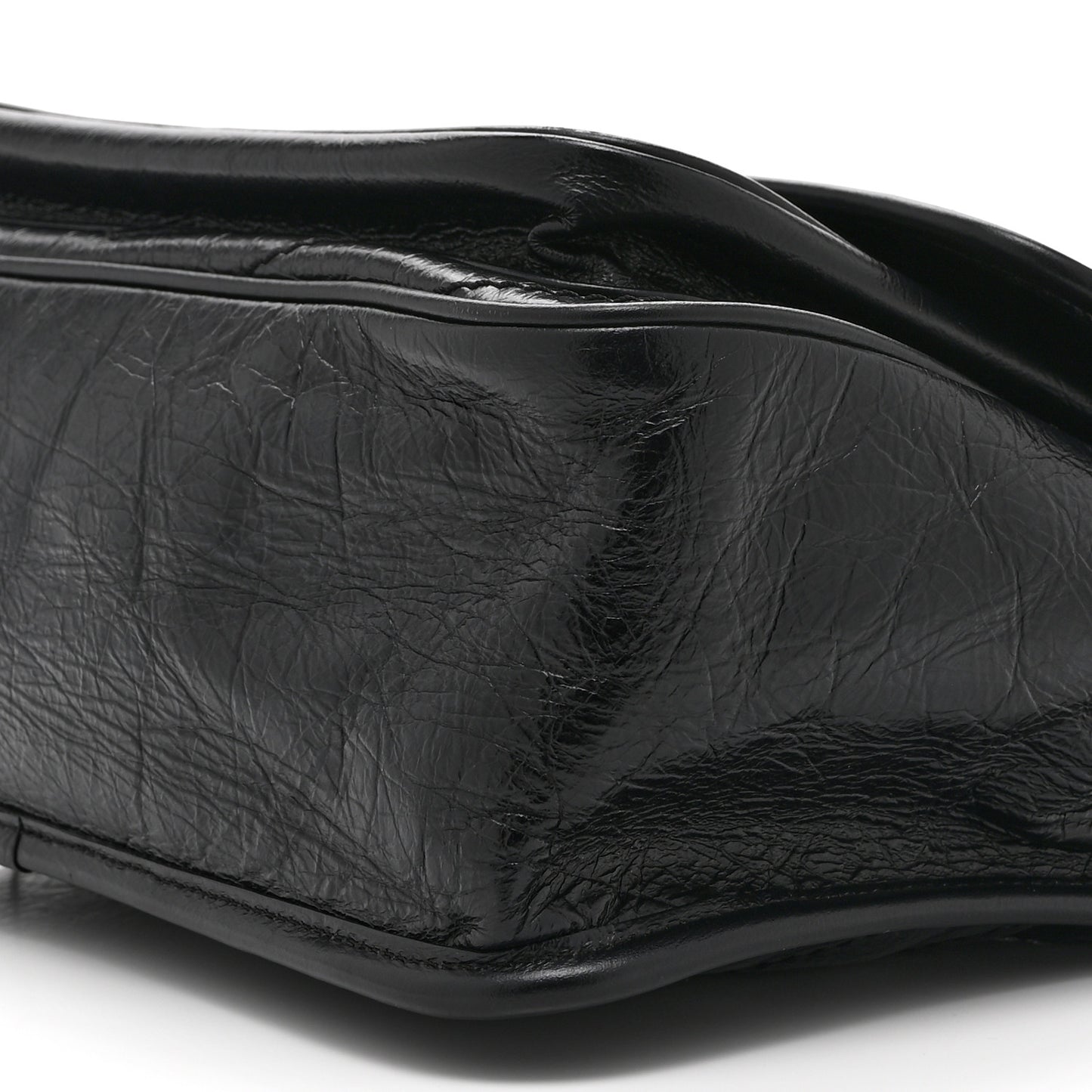Crinkled Calfskin Matelasse Monogram Medium Niki Chain Satchel Black