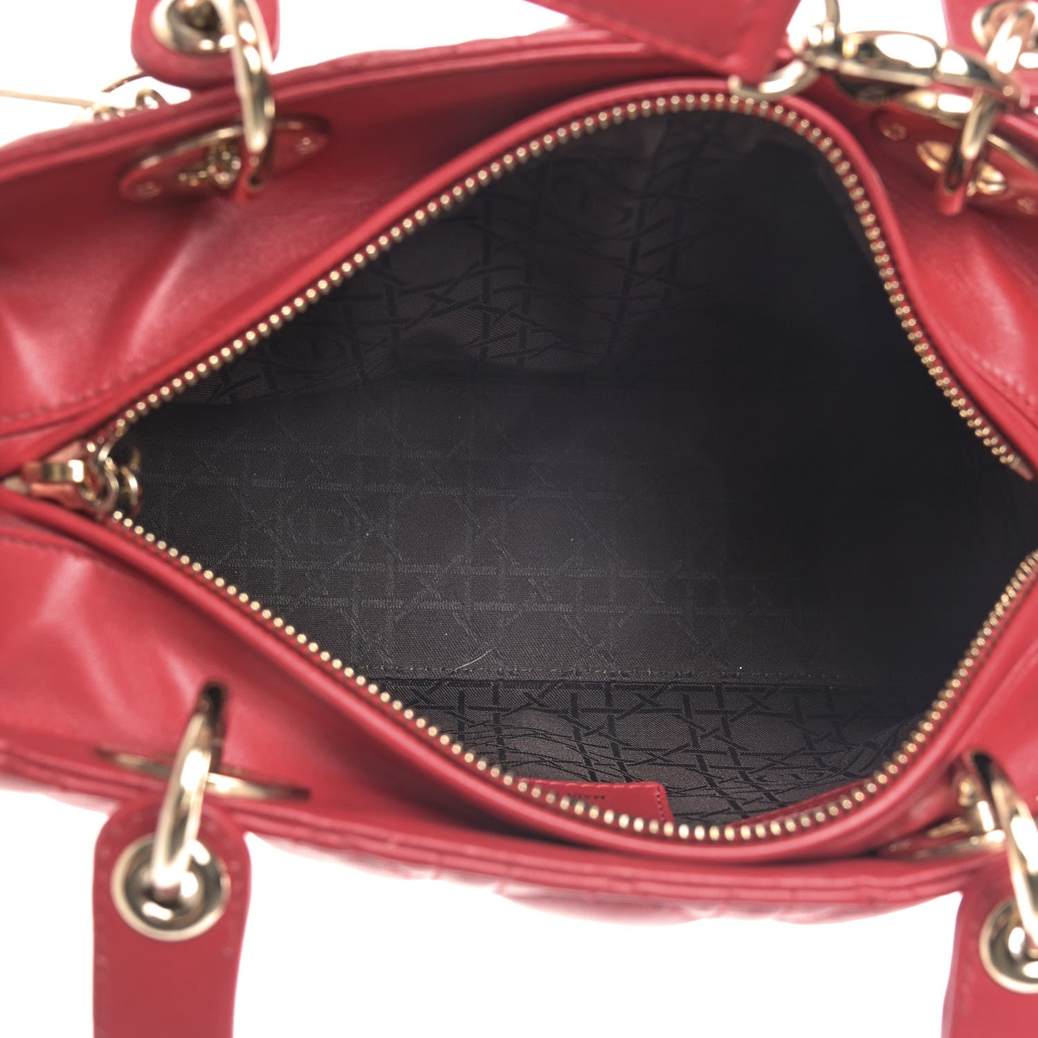 Christian Dior Lambskin Cannage Medium Lady Dior Red 4 of 12
