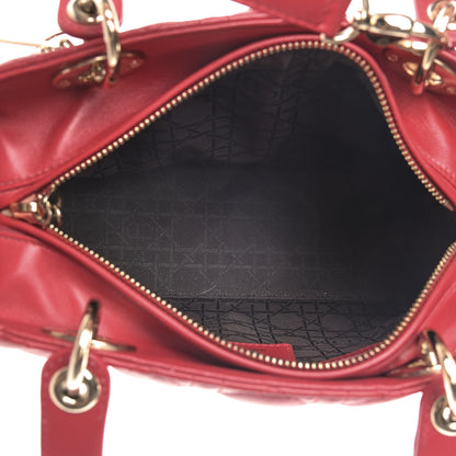 Christian Dior Lambskin Cannage Medium Lady Dior Red 4 of 12