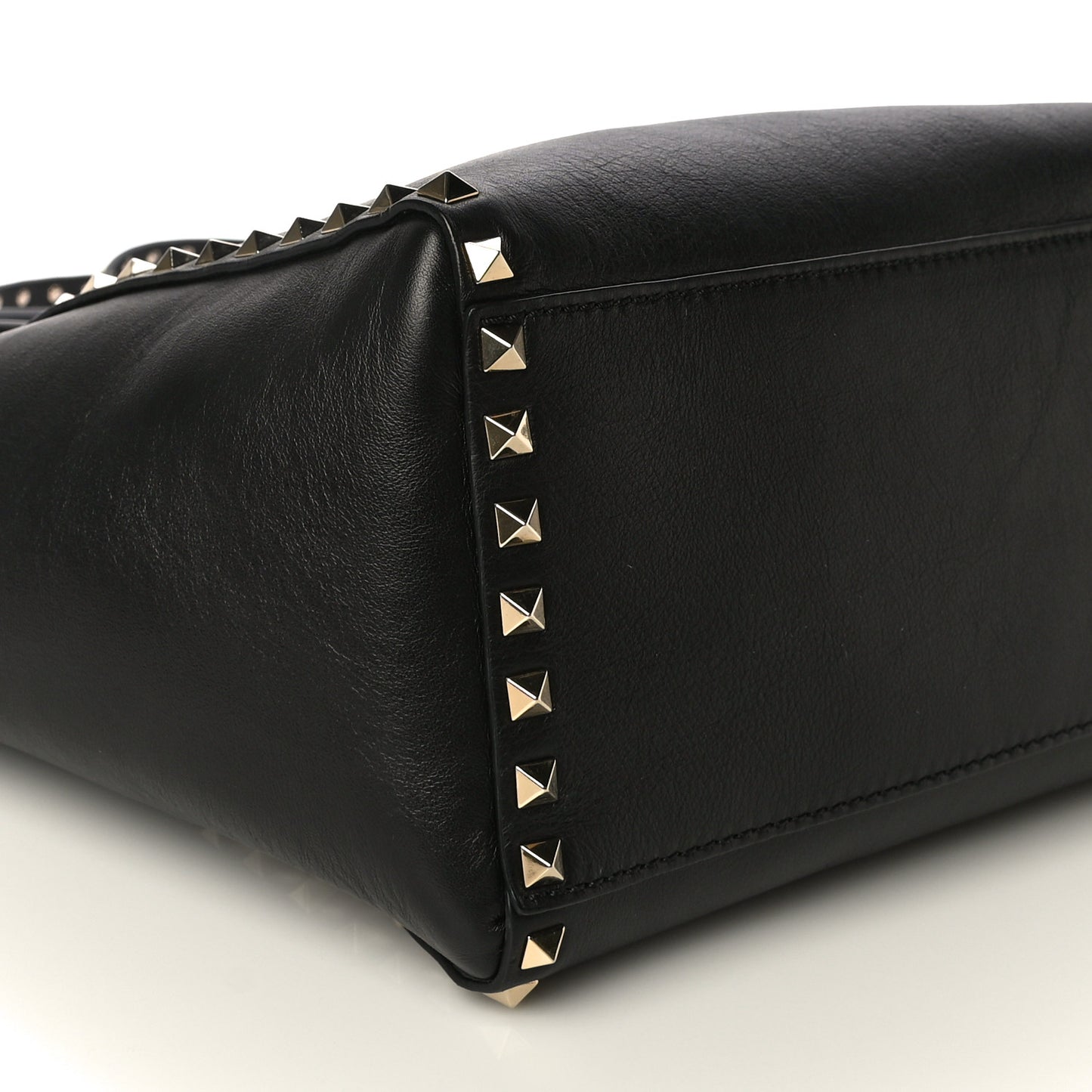 Vitello Rockstud Double Handle Tote Black