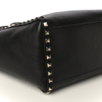 Valentino Garavani Vitello Rockstud Double Handle Tote Black 5 of 13