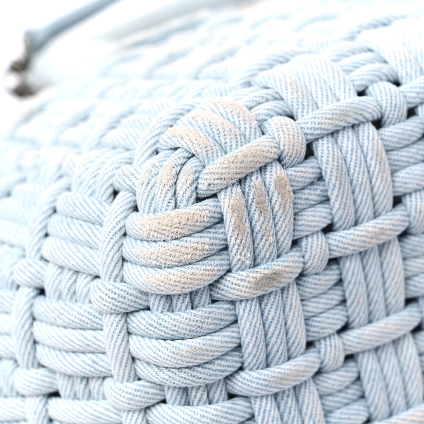 Washed Frayed Denim Braided XS Bistro Basket Blue