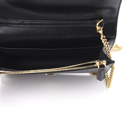 Fendi Vitello Liberty F is Fendi Bi-Color FF 1974 Embossed Medium Envelope Wallet On Chain Black Maya 5 of 10