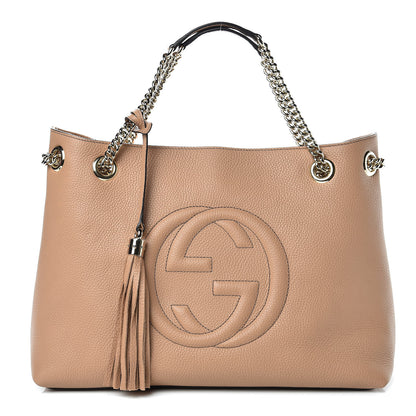 Gucci Pebbled Calfskin Medium Soho Chain Shoulder Bag Camelia 1 of 10