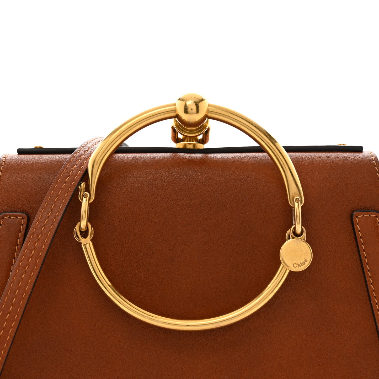 Calfskin Suede Medium Nile Bracelet Bag Caramel