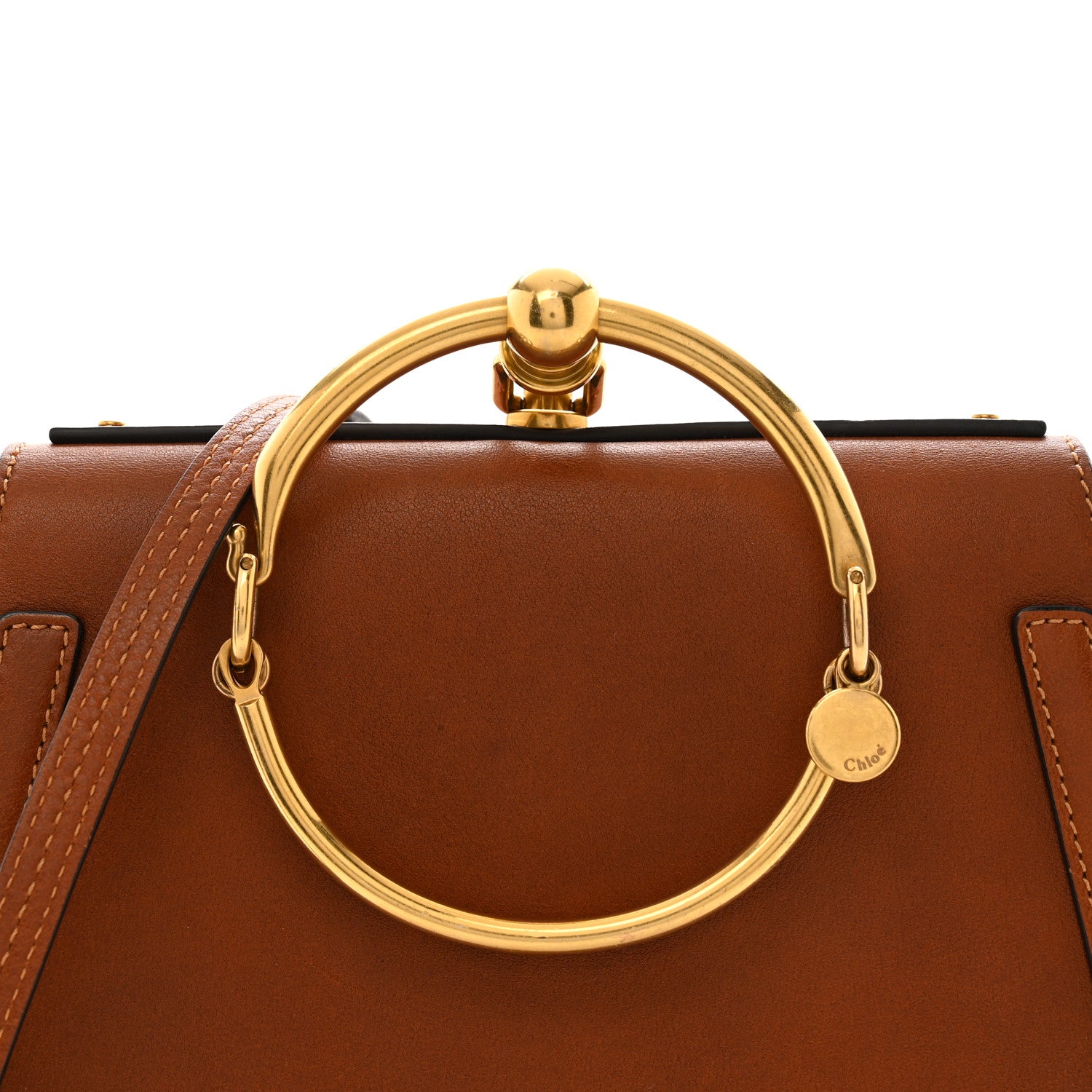 Chloe Calfskin Suede Medium Nile Bracelet Bag Caramel 8 of 15