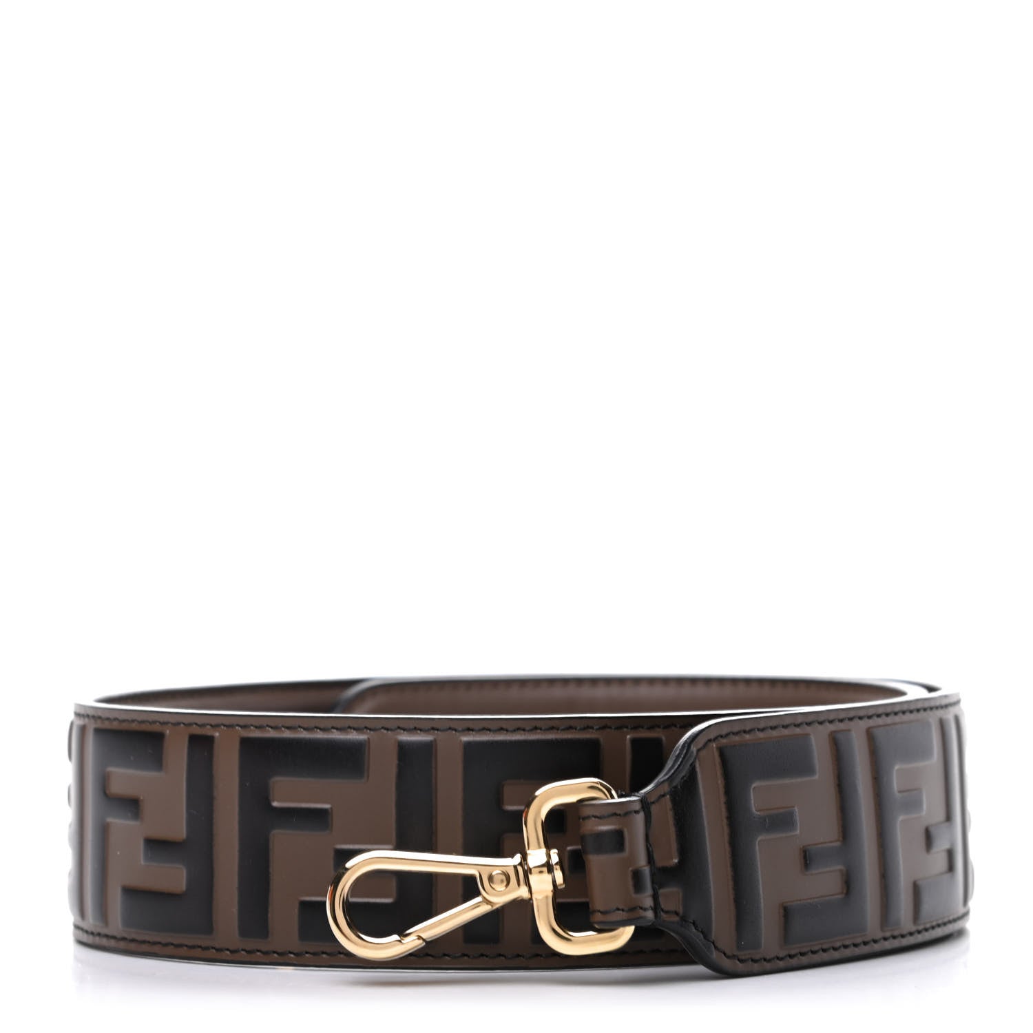 Fendi Vitello Century Bi-Color FF 1974 Embossed Strap You Maya Black 1 of 4