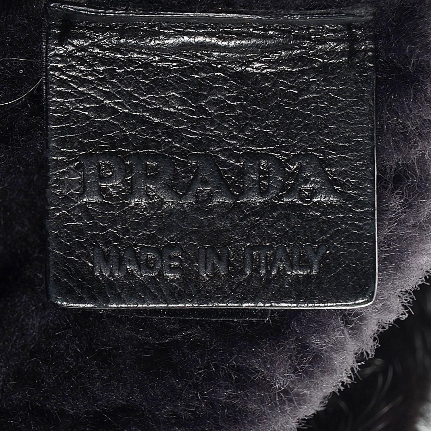 Prada Shearling Mink Fur Crocodile Shoulder Bag Black 6 of 10