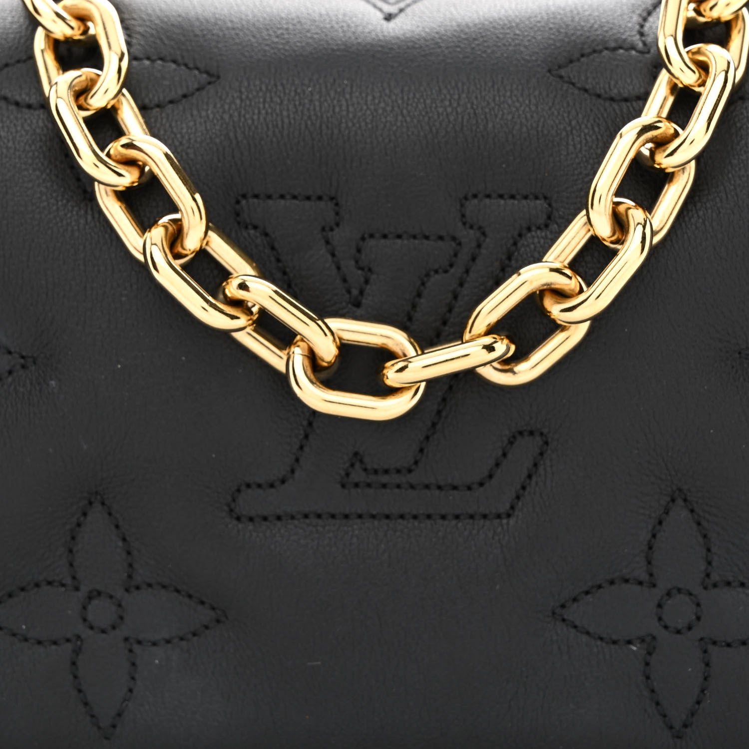 Louis Vuitton Calfskin Bubblegram Wallet On Strap Black 7 of 12