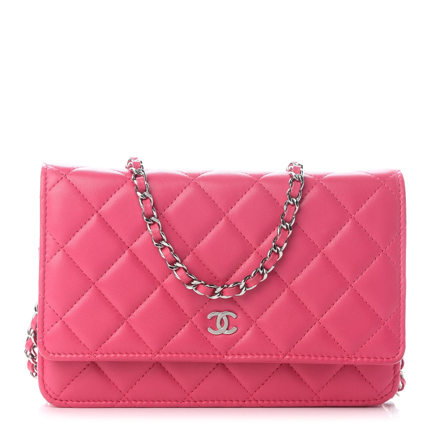 Chanel Lambskin Quilted Wallet on Chain WOC Pink 1 of 11