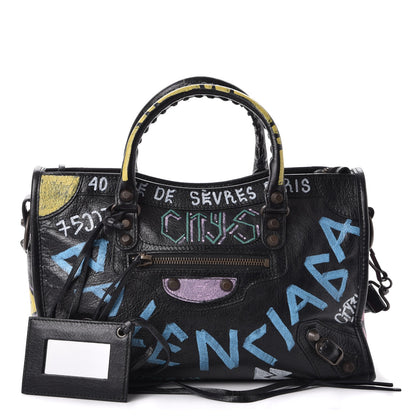Balenciaga Agneau Graffiti All Over Classic Hardware S City Black Multicolor 1 of 7