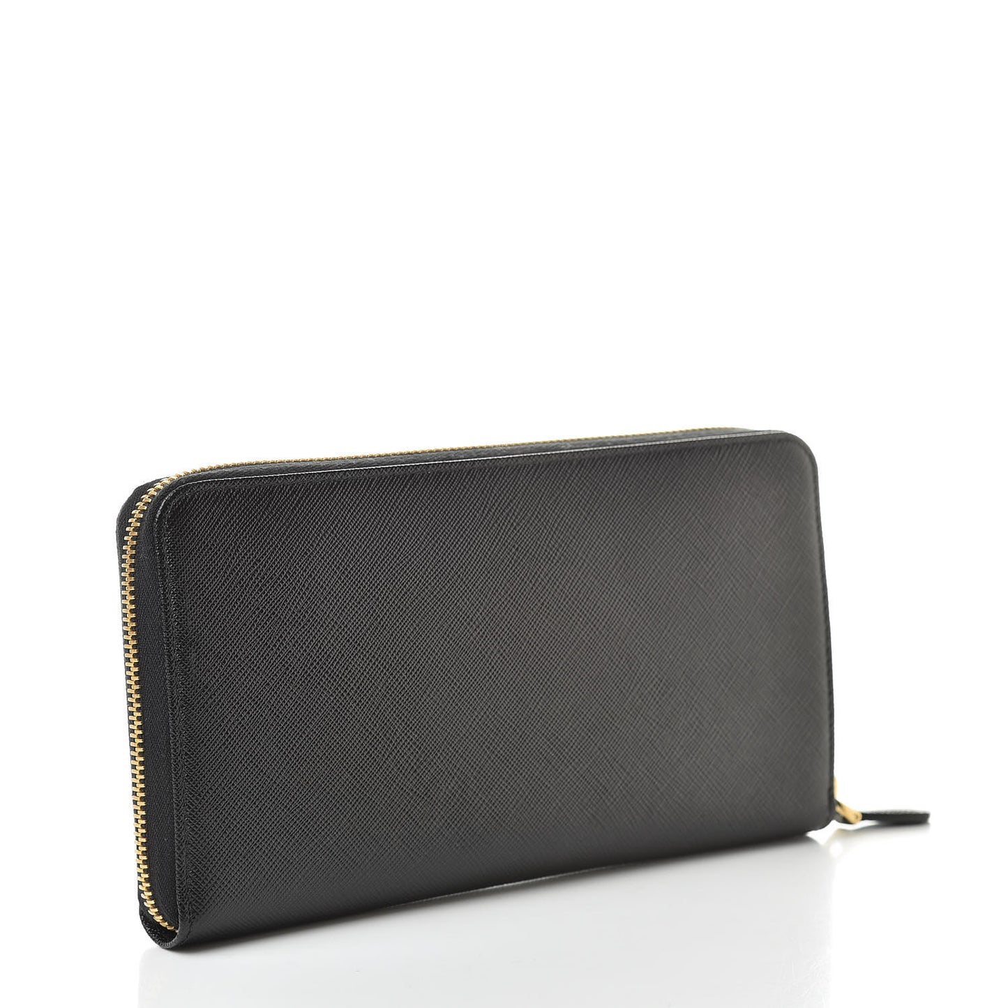 Saffiano Metal Large Zip Around Travel Wallet Black