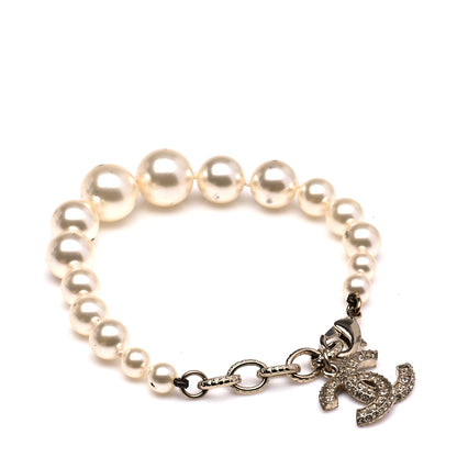 Chanel Graduated Pearl Crystal CC Bracelet Gold 1 of 6