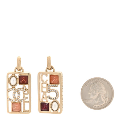 Chanel Pearl Crystal CC No 5 Pendant Drop Earrings Multicolor 2 of 7
