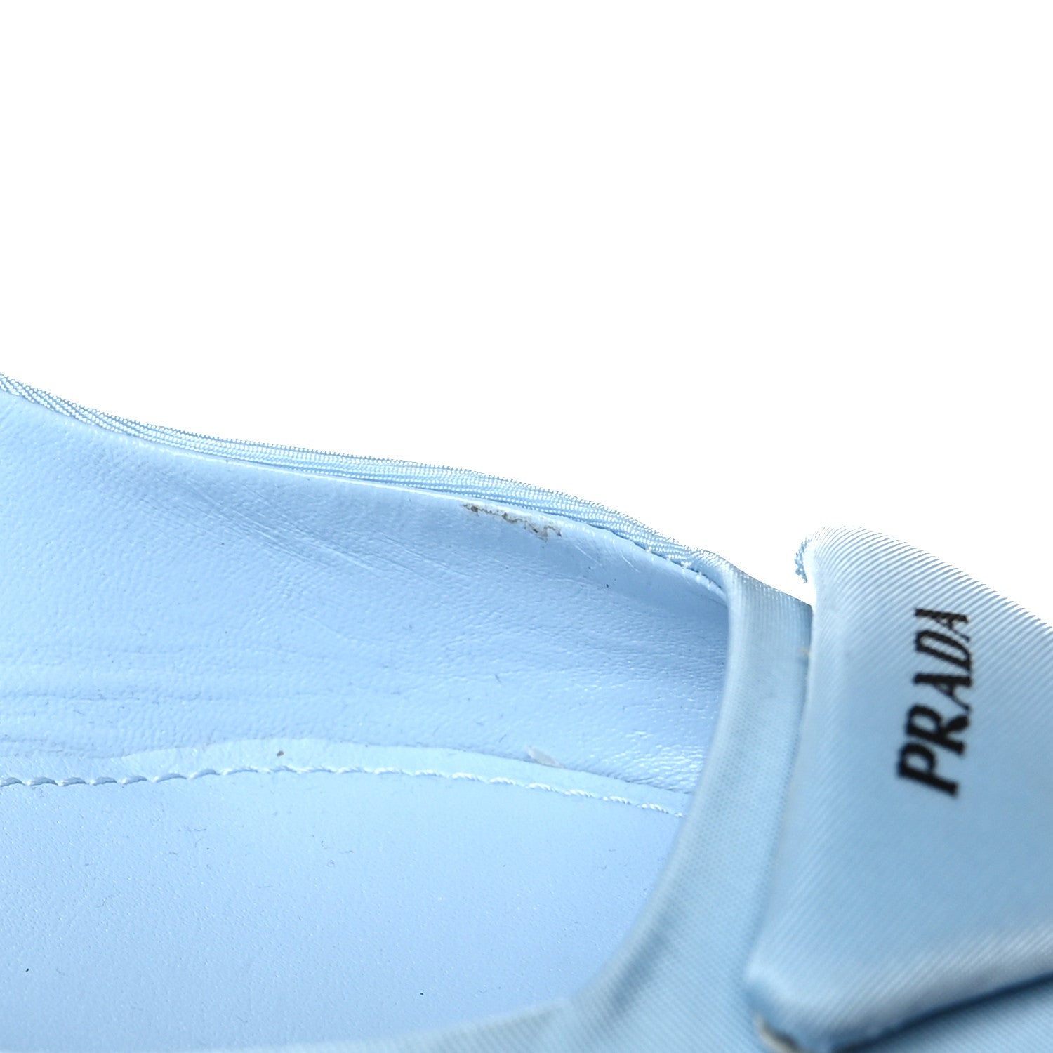 Prada Spazzolato Triangle Logo Pointed Toe 45mm Slingback Pumps 37.5 Cielo 9 of 10