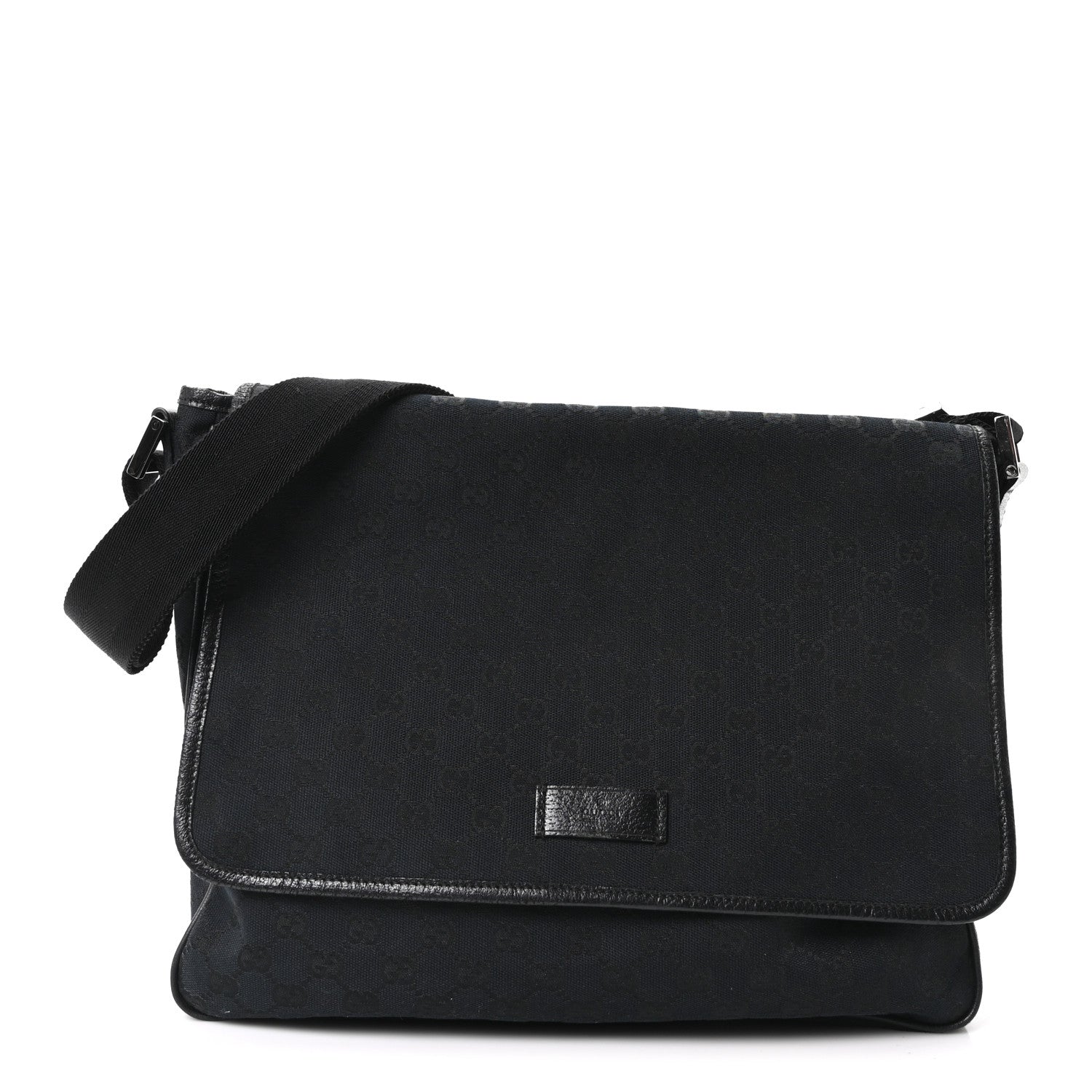 Gucci Monogram Web Medium Flap Messenger Black 1 of 10