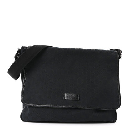 Gucci Monogram Web Medium Flap Messenger Black 1 of 10