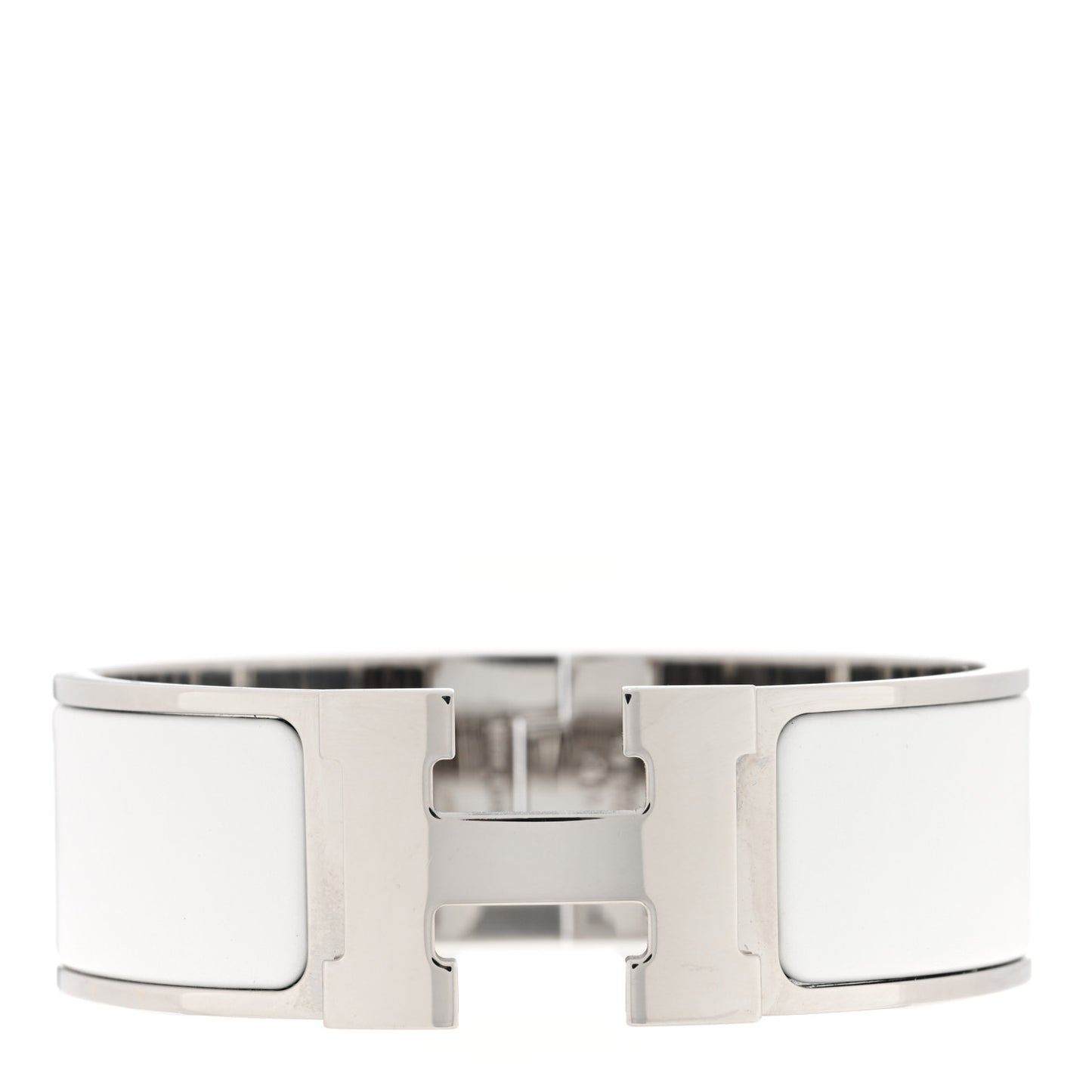Enamel Wide Clic Clac H Bracelet PM White