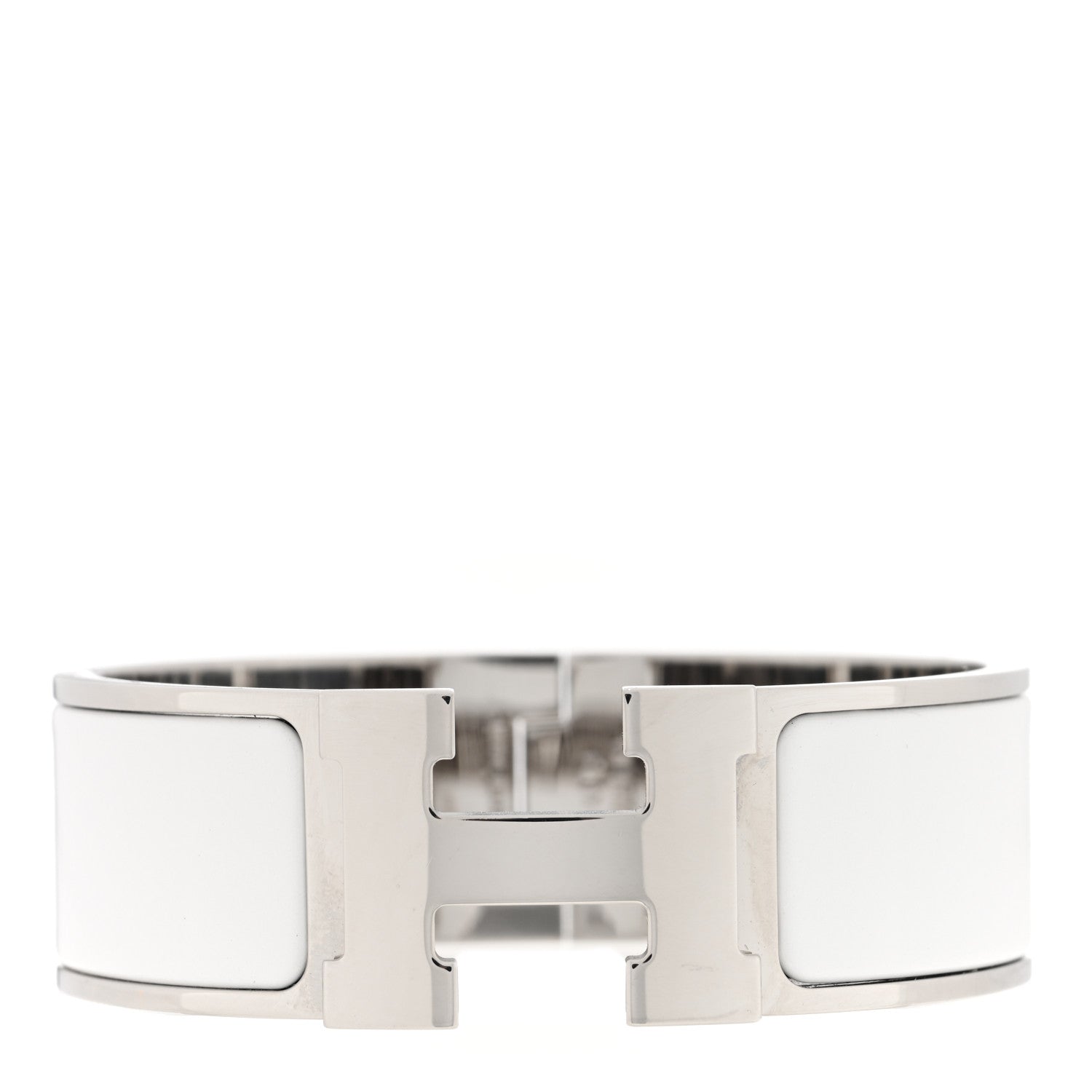 Hermes Enamel Wide Clic Clac H Bracelet PM White 1 of 5