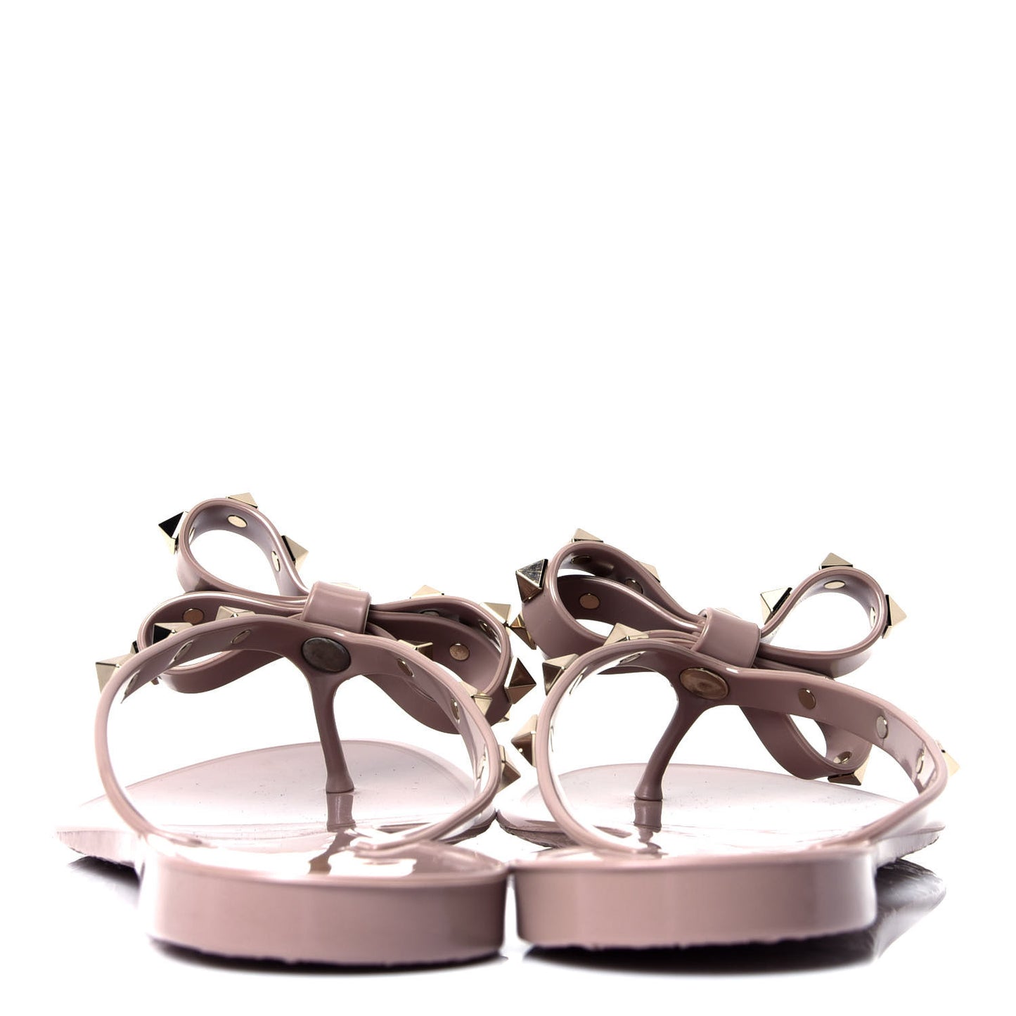 PVC Jelly Rockstud Bow Thong Sandals 38 Poudre
