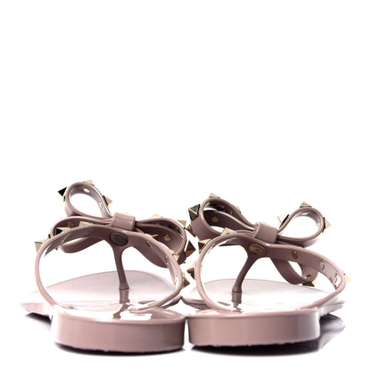 Valentino Garavani PVC Jelly Rockstud Bow Thong Sandals 38 Poudre 8 of 12