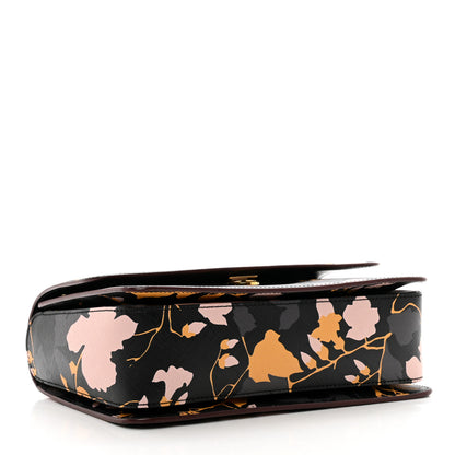 Salvatore Ferragamo Hammered Calfskin Floral Printed Seila Top Handle Crossbody Bag Black Multicolor 4 of 10