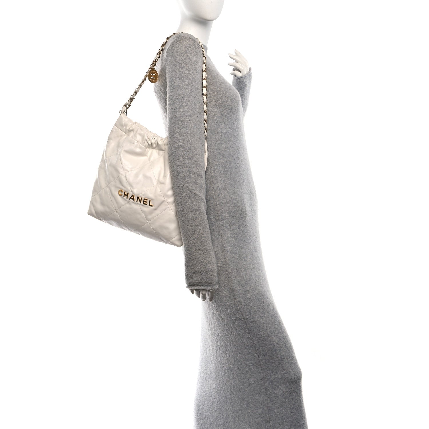 Chanel Shiny Calfskin Quilted Small Chanel 22 White 2 of 11
