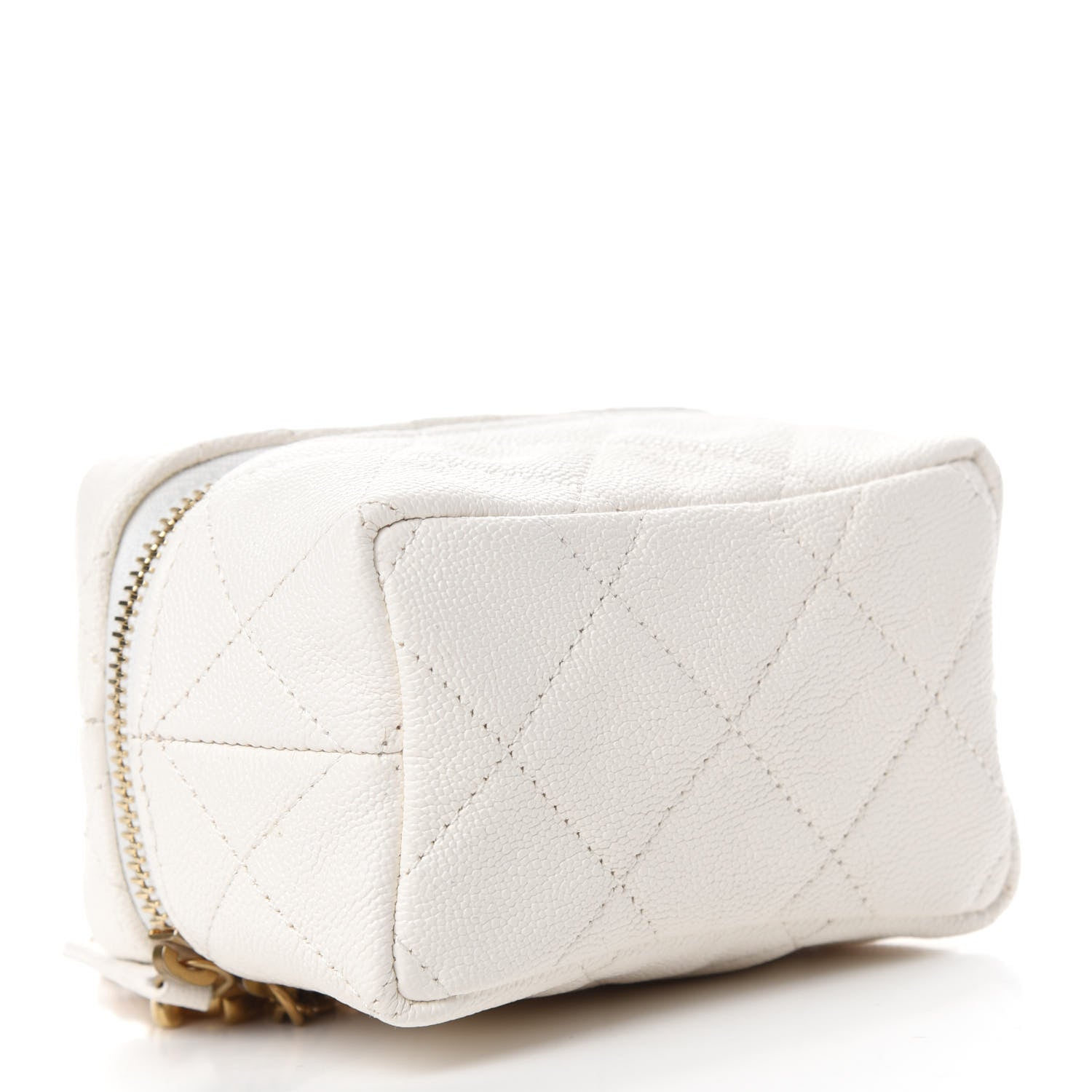 Chanel Caviar Quilted Mini Top Handle Vanity With Chain White 4 of 11