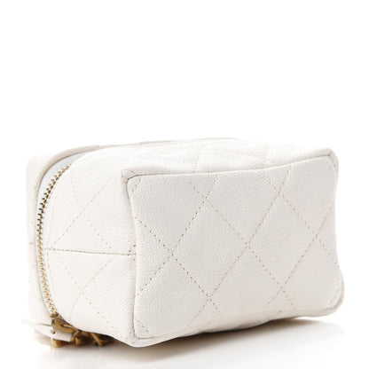 Chanel Caviar Quilted Mini Top Handle Vanity With Chain White 4 of 11