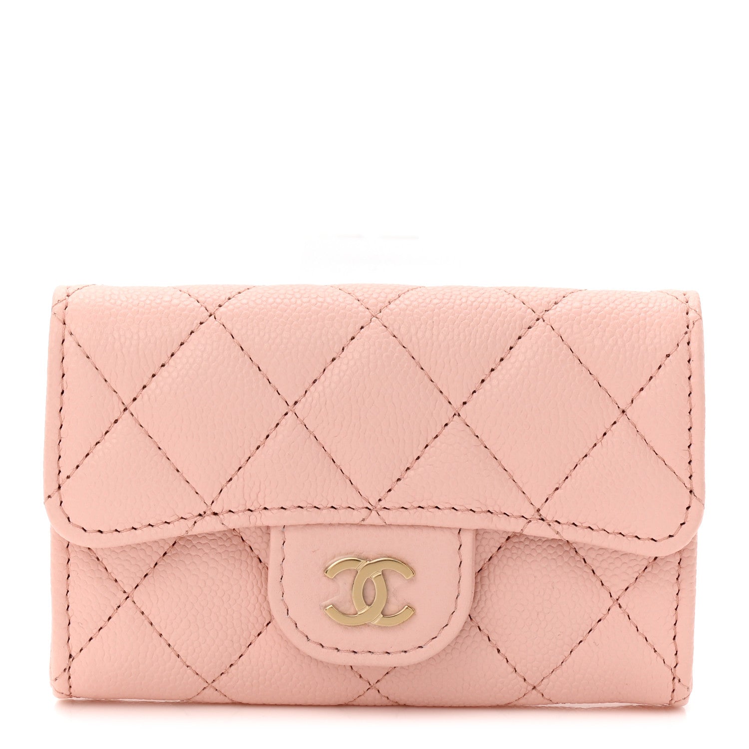 Chanel Caviar Quilted Flap Card Holder Wallet Light Pink 1 of 9