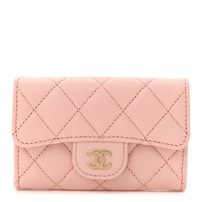 Chanel Caviar Quilted Flap Card Holder Wallet Light Pink 1 of 9