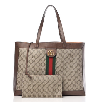 Gucci GG Supreme Monogram Web Ophidia Tote Brown 3 of 14