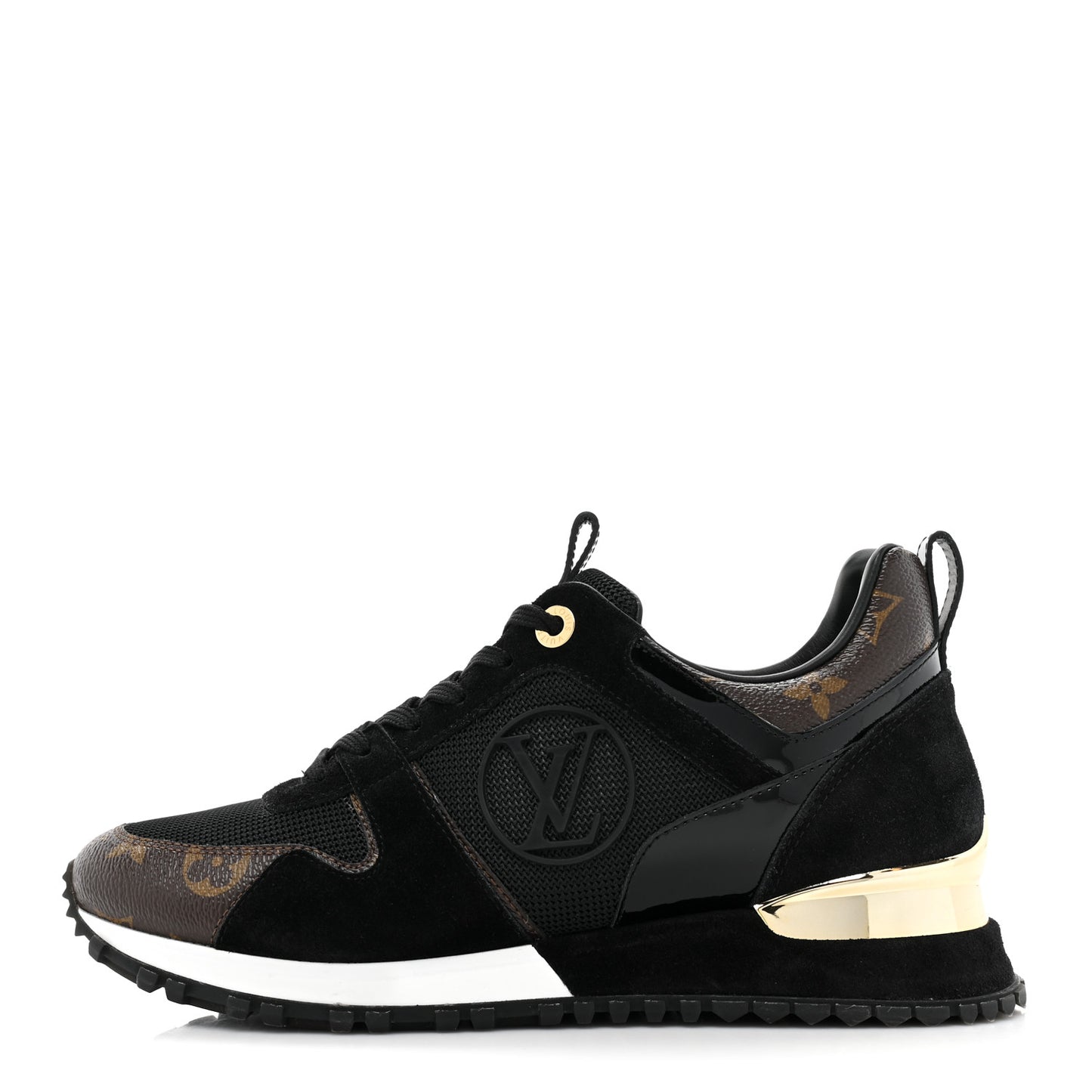 Suede Monogram Run Away Sneakers 38 Black