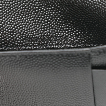 Saint Laurent Grain De Poudre Matelasse Chevron Monogram Zipped Two-Part Wallet Black 7 of 8