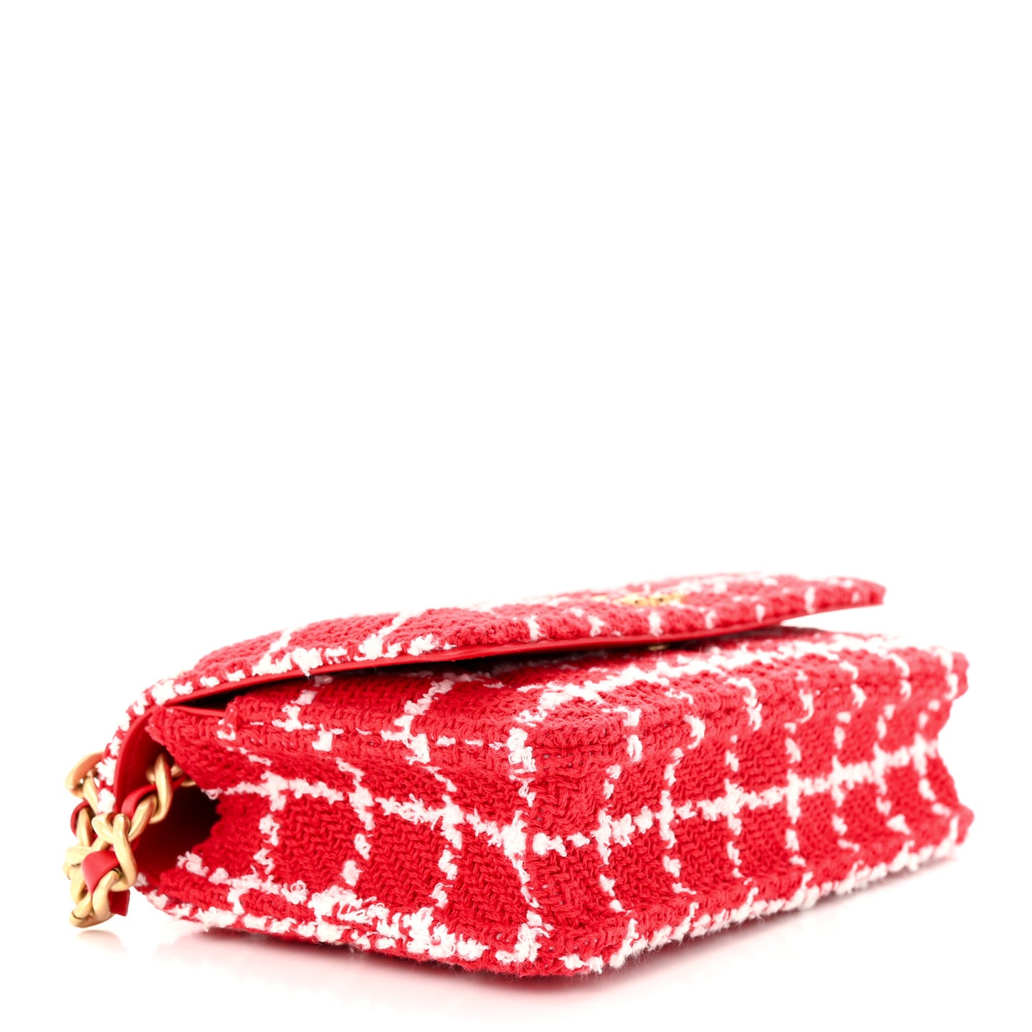 Tweed Quilted Chanel 19 Wallet On Chain WOC Red White