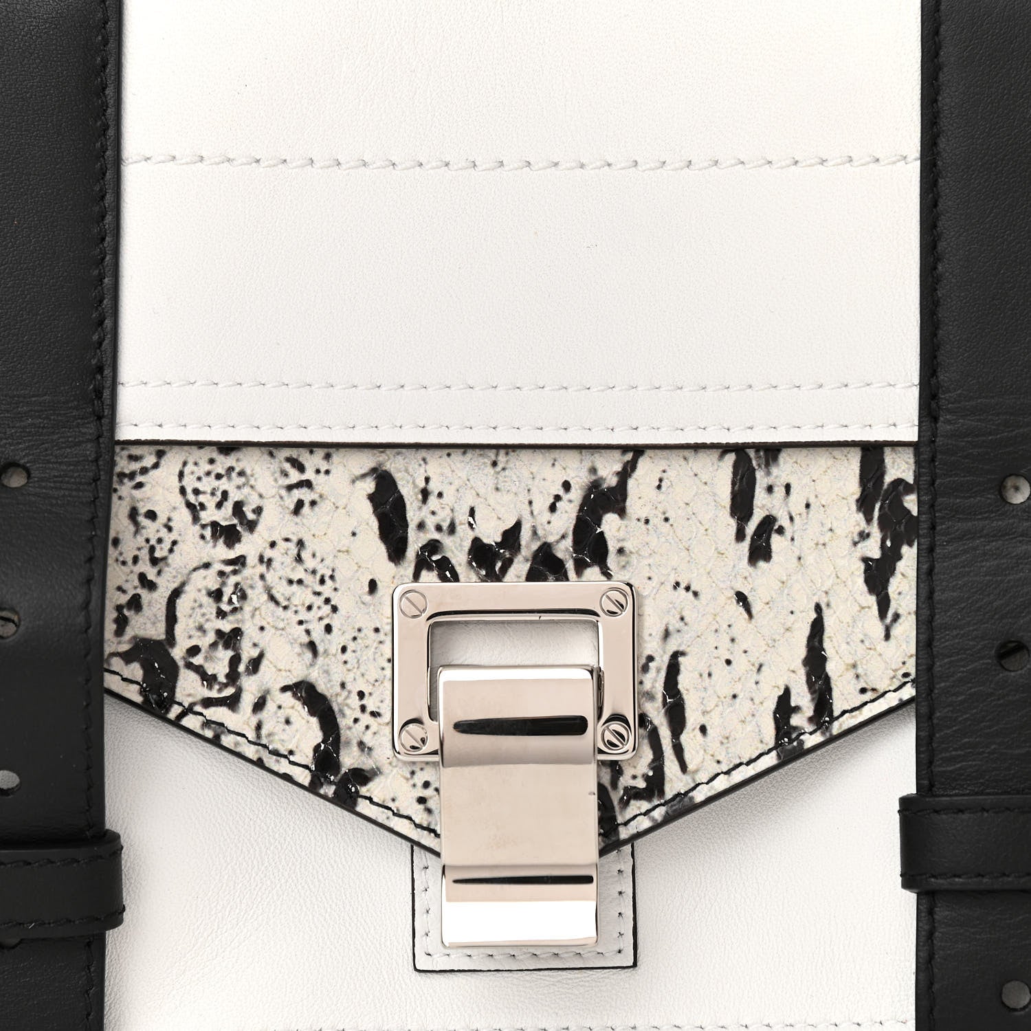 Proenza Schouler Lambskin Snakeskin Embossed Tiny PS1 Satchel Black Sand 8 of 10