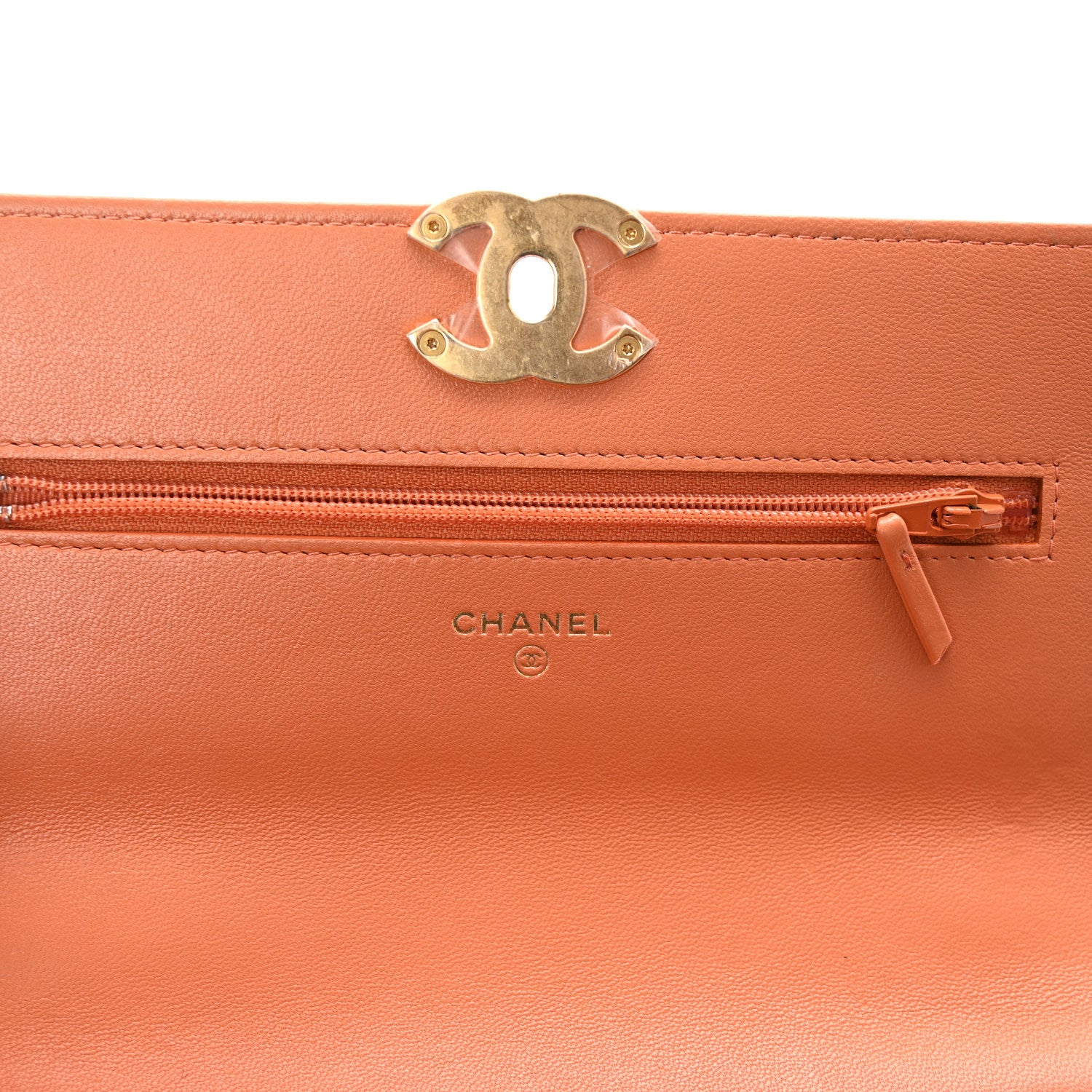 Chanel Lambskin Quilted Chanel 19 Wallet On Chain WOC Orange 6 of 12