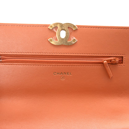 Chanel Lambskin Quilted Chanel 19 Wallet On Chain WOC Orange 6 of 12