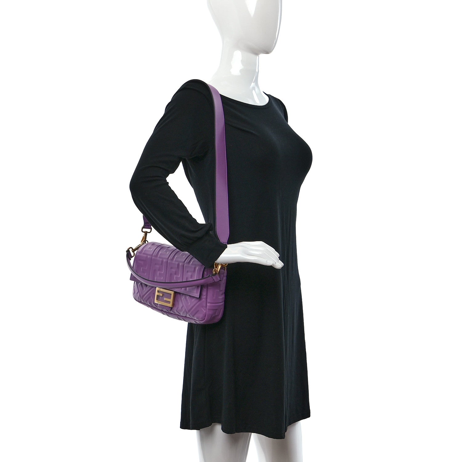 Fendi Nappa FF 1974 Embossed Baguette Agapanto 2 of 8