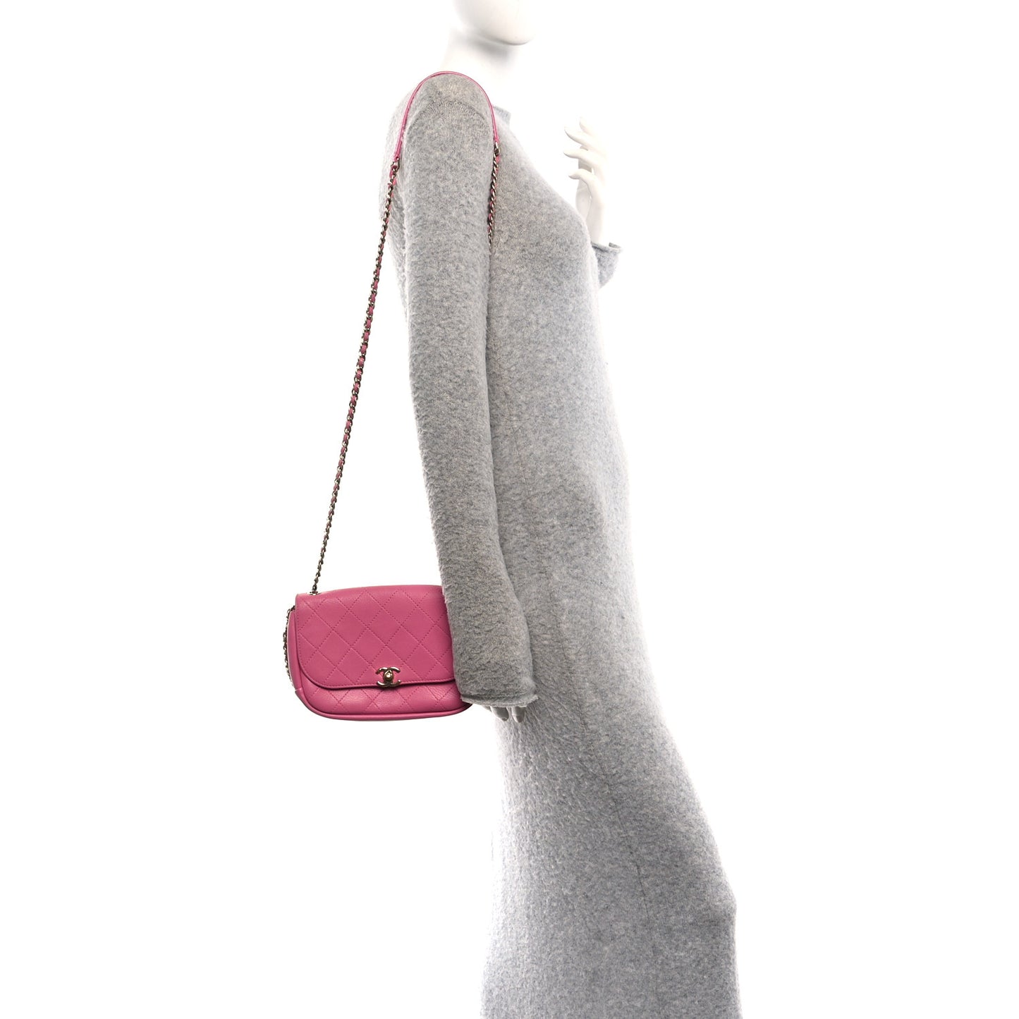 Goatskin Stitched Casual Trip Single Flap Pink