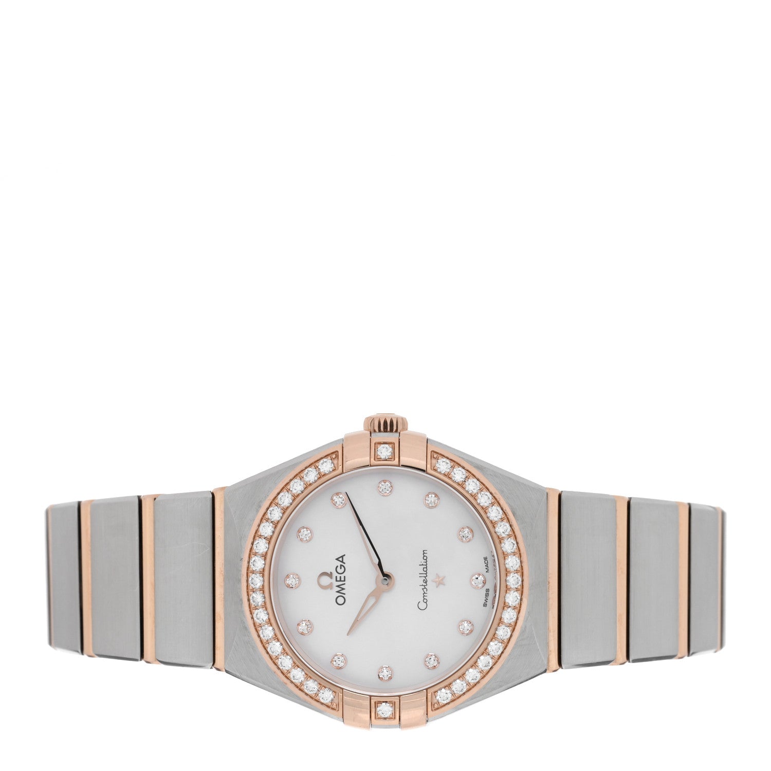 Omega Stainless Steel 18K Sedna Gold Diamond Bezel Mother of Pearl 28mm Constellation Quartz Watch 131.25.28.60.55.001 2 of 5