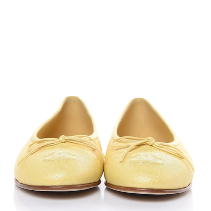 Chanel Iridescent Caviar CC Cap Toe Ballerina Flats 37.5 Yellow 2 of 9