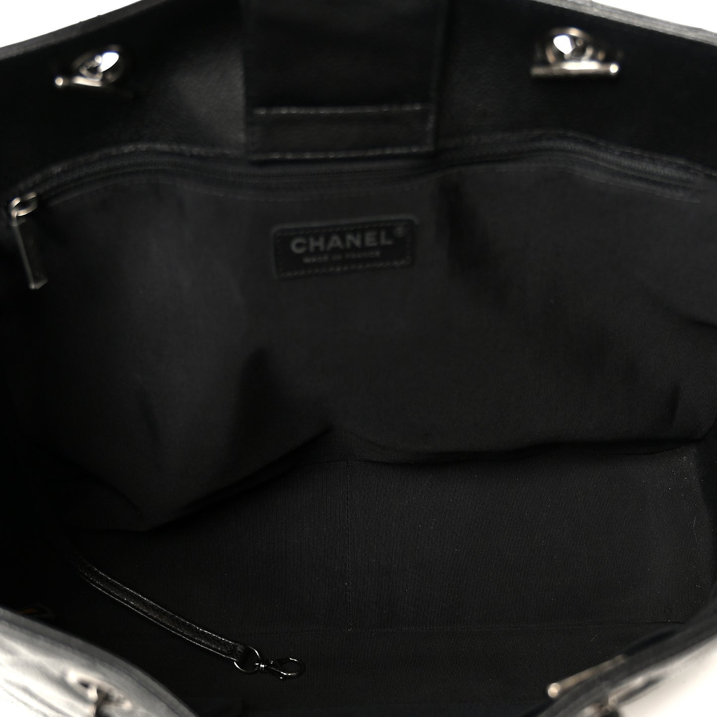 Calfskin Quilted Large CC Shopping Tote Black