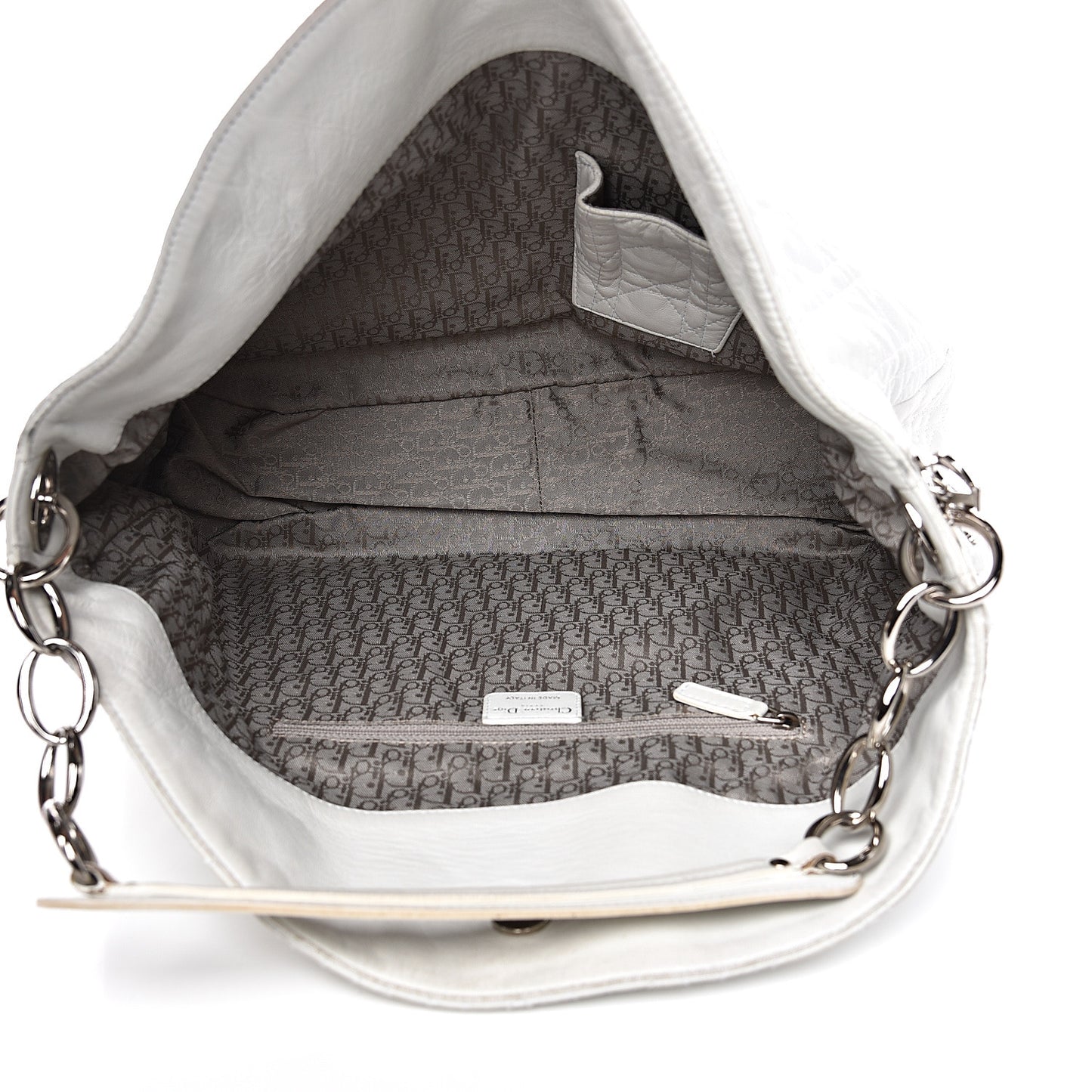 Lambskin Cannage Large Dior Soft Hobo White