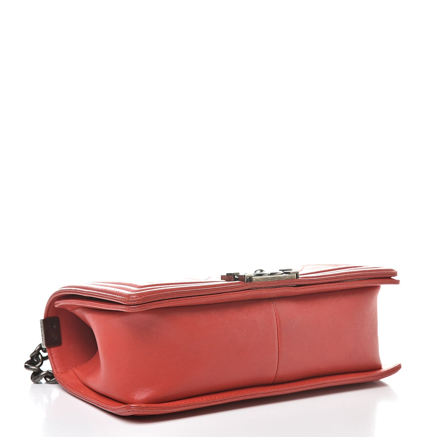 Calfskin Quilted Double Stitch Medium Boy Flap Red