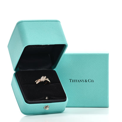 Tiffany 18K Rose Gold Diamond Knot Double Row Ring 50 5.5 5 of 5