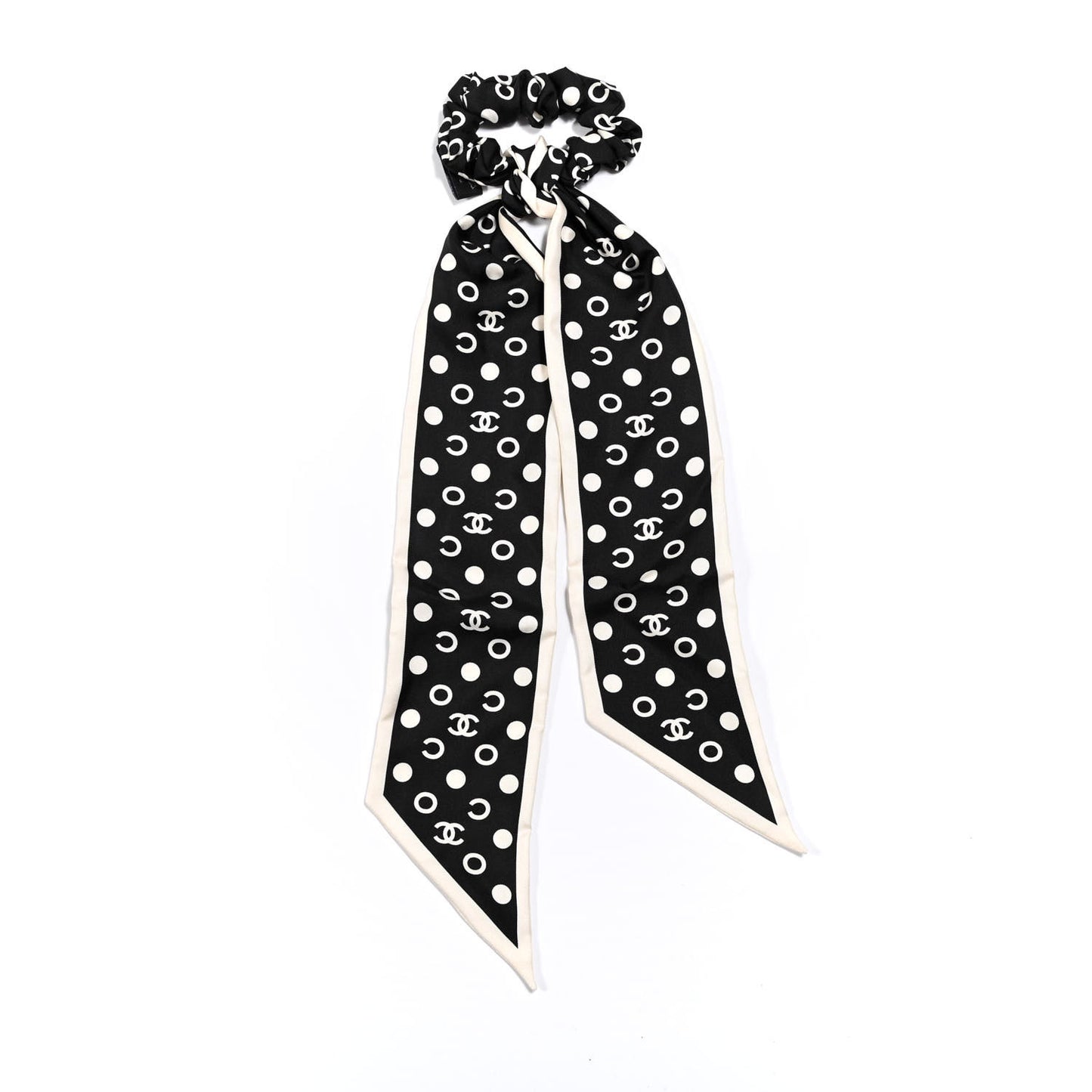 Silk CC Twilly Hair Tie Black White