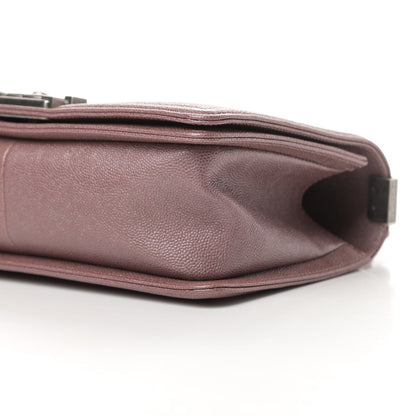 Chanel Metallic Caviar Chevron Quilted Medium Boy Flap Dark Pink 10 of 11