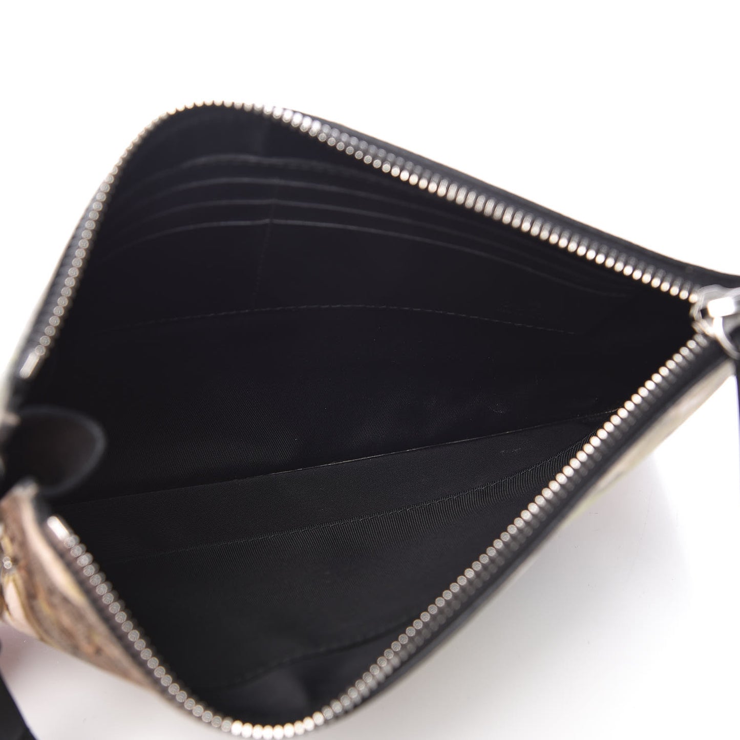 GG Supreme Monogram Blooms Small Zip Wristlet Pouch Beige New Military Black